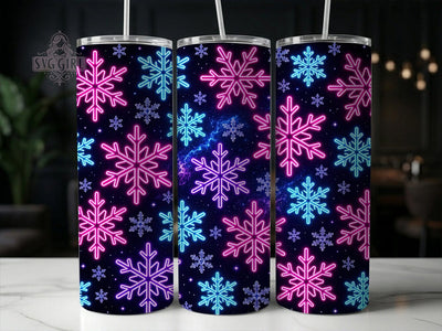 Christmas Neon Snowflakes 20oz Tumbler, Christmas Neon, Neon Snowflakes, Neon Snowflake PNG, Christmas Neon PNG, Snowflake Tumbler, 20oz Tumbler Wrap, Christmas Tumbler Sublimation SvggirlplusArt 