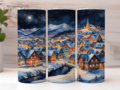 Christmas Night 20oz Tumbler Png, Straight & Tapered Tumbler Png, Winter City Tumbler Png, Digital Download PNG Sublimation Lara' s Designs 