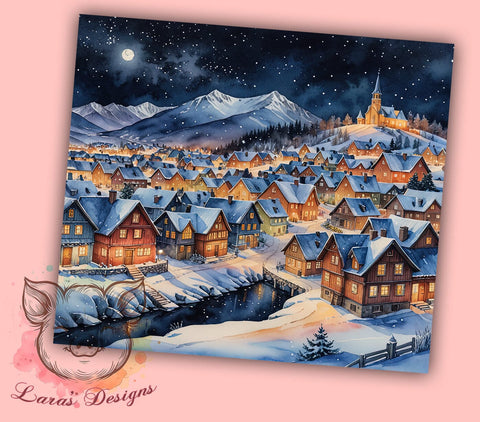 Christmas Night 20oz Tumbler Png, Straight & Tapered Tumbler Png, Winter City Tumbler Png, Digital Download PNG Sublimation Lara' s Designs 