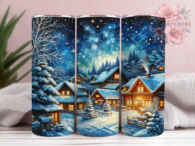 Christmas Night Town 20oz Tumbler Wrap PNG, Winter City Tumbler Png, Straight & Tapered Tumbler Wrap, Instant Digital Download Sublimation Li Zamperini 