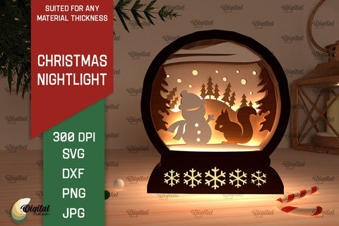 Christmas Nightlight Laser Cut Design. Christmas Decor SVG SVG Evgenyia Guschina 