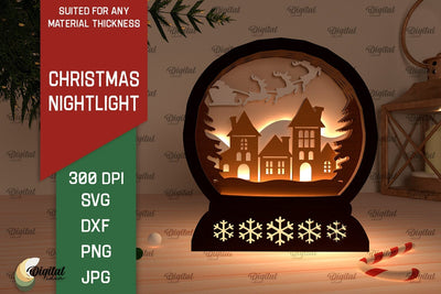 Christmas Nightlight Laser Cut Design. Christmas Decor SVG SVG Evgenyia Guschina 