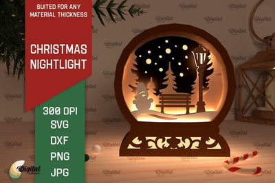 Christmas Nightlight Laser Cut Design. Christmas Decor SVG SVG Evgenyia Guschina 