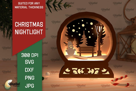 Christmas Nightlight Laser Cut Design. Christmas Decor SVG SVG Evgenyia Guschina 