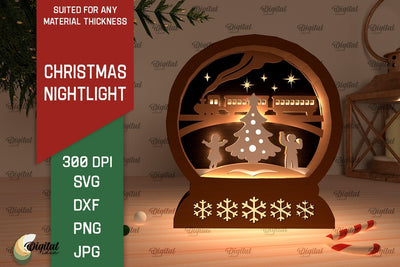 Christmas Nightlight Laser Cut Design. Christmas Decor SVG SVG Evgenyia Guschina 