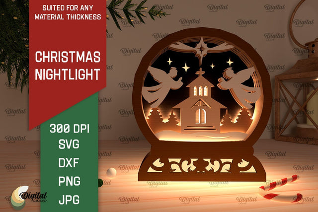 Christmas Nightlight Laser Cut Design. Christmas Decor SVG SVG Evgenyia Guschina 