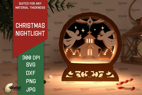 Christmas Nightlight Laser Cut Design. Christmas Decor SVG SVG Evgenyia Guschina 