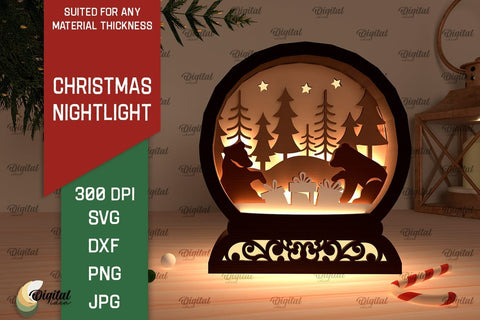 Christmas Nightlights Laser Cut Bundle. Christmas Decor SVG SVG Evgenyia Guschina 