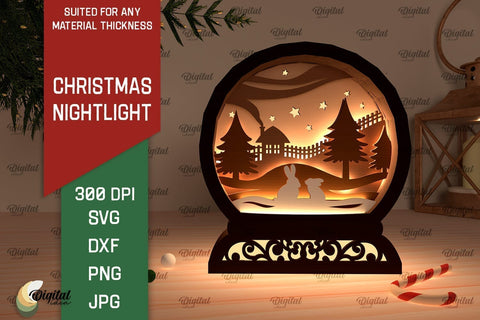Christmas Nightlights Laser Cut Bundle. Christmas Decor SVG SVG Evgenyia Guschina 