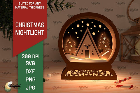 Christmas Nightlights Laser Cut Bundle. Christmas Decor SVG SVG Evgenyia Guschina 