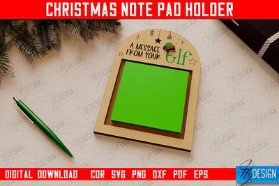 Christmas Note Pad Holder | Notes | Sticky Note Holder | Christmas Décor | CNC File SVG Fly Design 