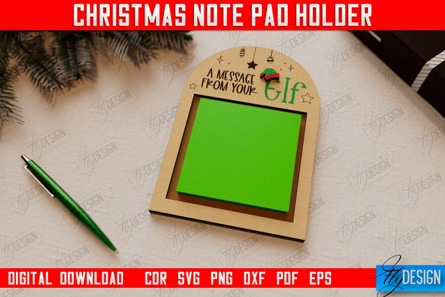 Christmas Note Pad Holder | Notes | Sticky Note Holder | Christmas Décor | CNC File SVG Fly Design 