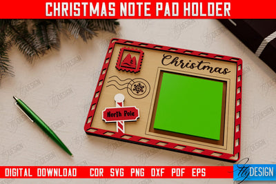 Christmas Note Pad Holder | Notes | Sticky Note Holder | Christmas Décor | CNC File SVG Fly Design 