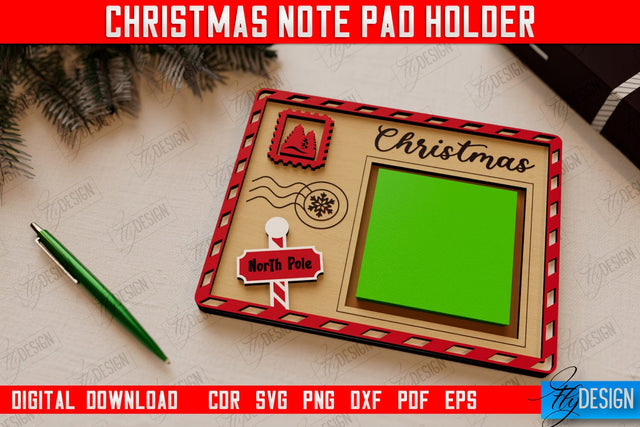 Christmas Note Pad Holder | Notes | Sticky Note Holder | Christmas Décor | CNC File SVG Fly Design 