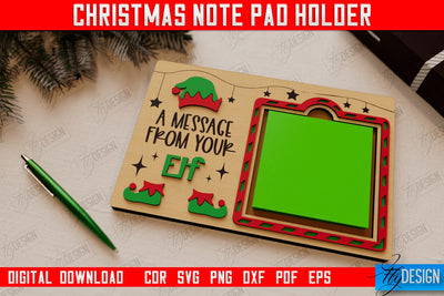 Christmas Note Pad Holder | Notes | Sticky Note Holder | Christmas Décor | CNC File SVG Fly Design 