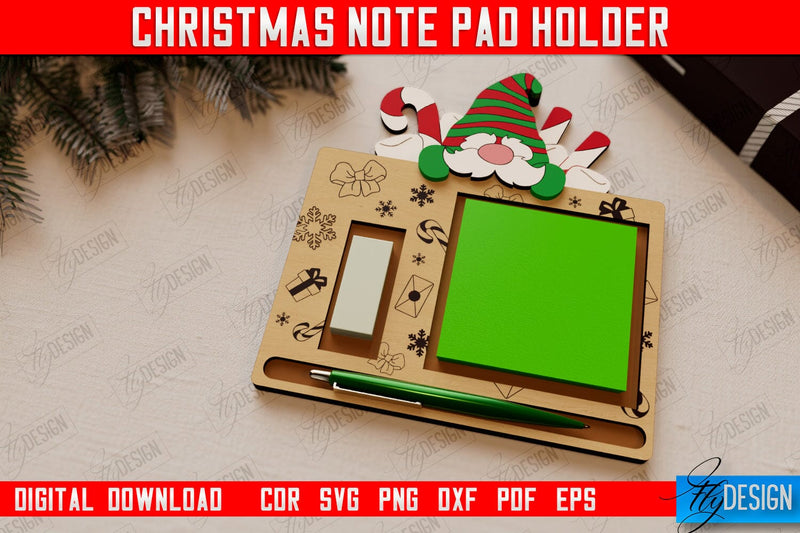 Christmas Note Pad Holder | Notes | Sticky Note Holder | Christmas Décor | CNC File SVG Fly Design 