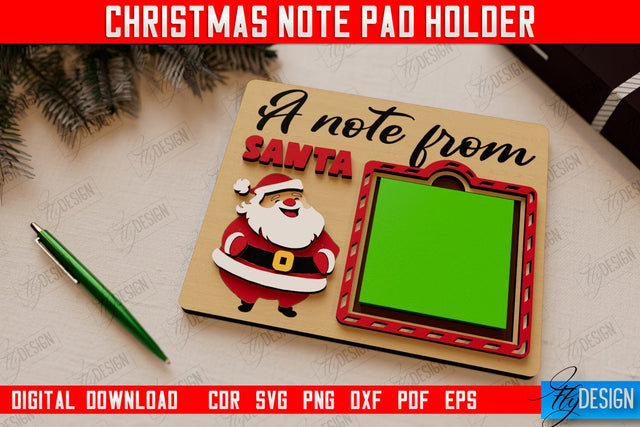 Christmas Note Pad Holder | Notes | Sticky Note Holder | Christmas Décor | CNC File SVG Fly Design 