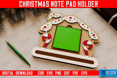 Christmas Note Pad Holder | Notes | Sticky Note Holder | Christmas Décor | CNC File SVG Fly Design 
