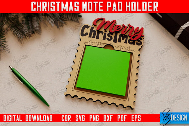 Christmas Note Pad Holder | Notes | Sticky Note Holder | Christmas Décor | CNC File SVG Fly Design 