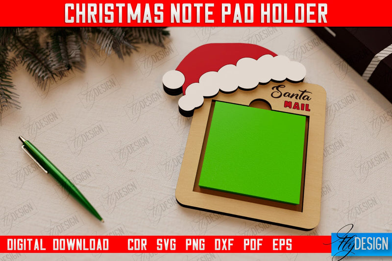 Christmas Note Pad Holder | Notes | Sticky Note Holder | Christmas Décor | CNC File SVG Fly Design 