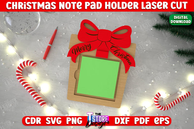 Christmas Note Pad Holder | Notes | Sticky Note Holder | Christmas Décor | CNC File SVG The T Store Design 