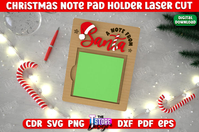 Christmas Note Pad Holder | Notes | Sticky Note Holder | Christmas Décor | CNC File SVG The T Store Design 