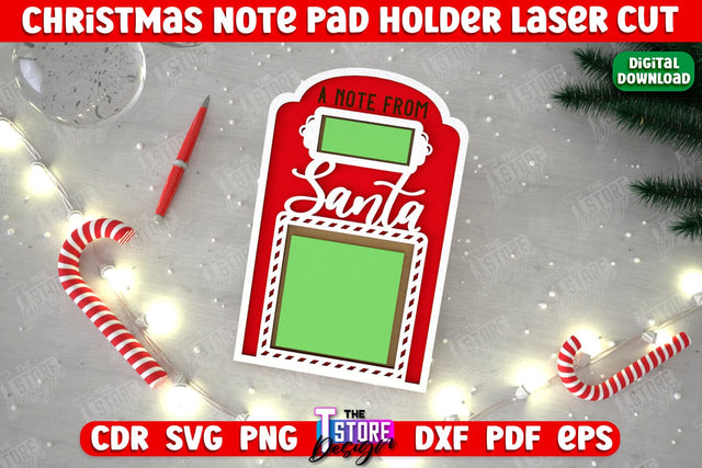 Christmas Note Pad Holder | Notes | Sticky Note Holder | Christmas Décor | CNC File SVG The T Store Design 