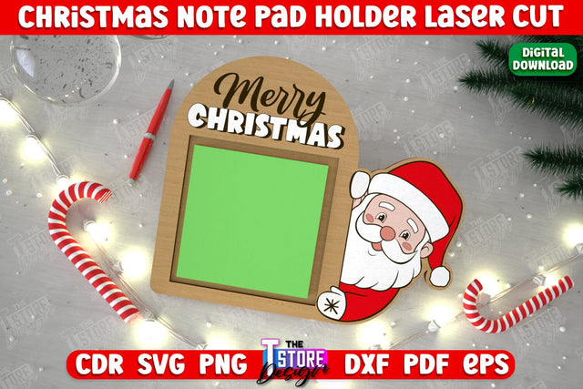 Christmas Note Pad Holder | Notes | Sticky Note Holder | Christmas Décor | CNC File SVG The T Store Design 