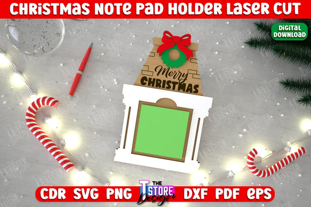 Christmas Note Pad Holder | Notes | Sticky Note Holder | Christmas Décor | CNC File SVG The T Store Design 