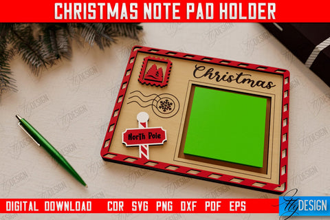 Christmas Note Pad Holders Bundle | Notes | Sticky Note Holder | Christmas Décor | CNC Files SVG Fly Design 