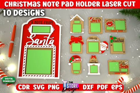 Christmas Note Pad Holders Bundle | Notes | Sticky Note Holder | Christmas Décor | CNC Files SVG The T Store Design 