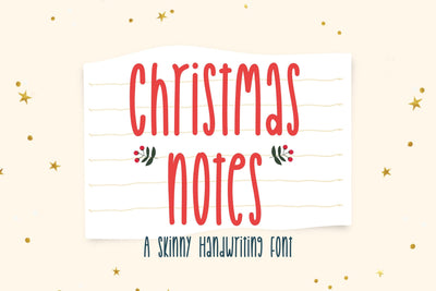 Christmas Notes - Skinny Handwriting Font Font Jyllyco 