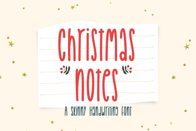Christmas Notes - Skinny Handwriting Font Font Jyllyco 