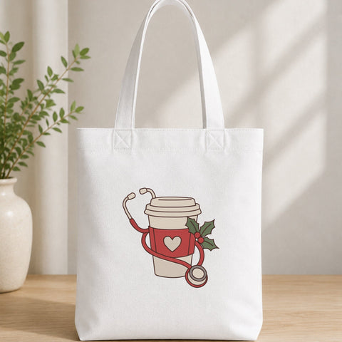 Christmas Nurse Coffee Embroidery Design – Holiday Stethoscope Coffee Cup Medical Machine Embroidery File Embroidery/Applique DESIGNS PatternFeed8 