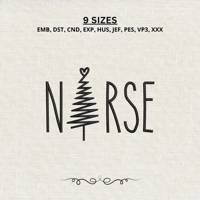 Christmas Nurse Embroidery Design – Nurse Christmas Tree Heart Medical Holiday Machine Embroidery File Embroidery/Applique DESIGNS PatternFeed8 