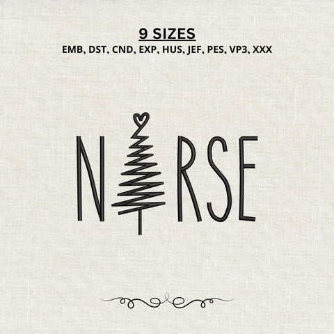Christmas Nurse Embroidery Design – Nurse Christmas Tree Heart Medical Holiday Machine Embroidery File Embroidery/Applique DESIGNS PatternFeed8 