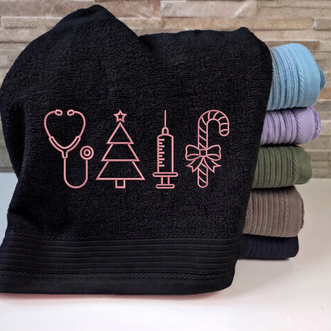 Christmas Nurse Embroidery Design – Pink Stethoscope Christmas Tree Syringe Candy Cane Medical Machine Embroidery File Embroidery/Applique DESIGNS PatternFeed8 
