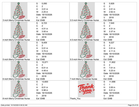 Christmas Nurse Embroidery Design – Stethoscope Christmas Tree Merry Christmas Medical Machine Embroidery File Embroidery/Applique DESIGNS PatternFeed8 