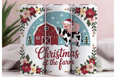 Christmas on the Farm 20oz Tumbler Wrap Sublimation PixelChick 