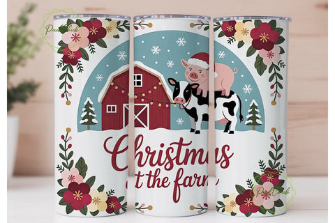Christmas on the Farm 20oz Tumbler Wrap Sublimation PixelChick 