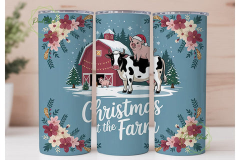 Christmas on the Farm 20oz Tumbler Wrap Sublimation PixelChick 