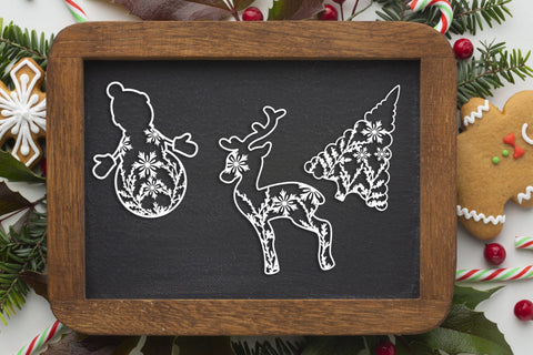 Christmas Onelayered Decorative Ornaments Set SVG LaserCutano 