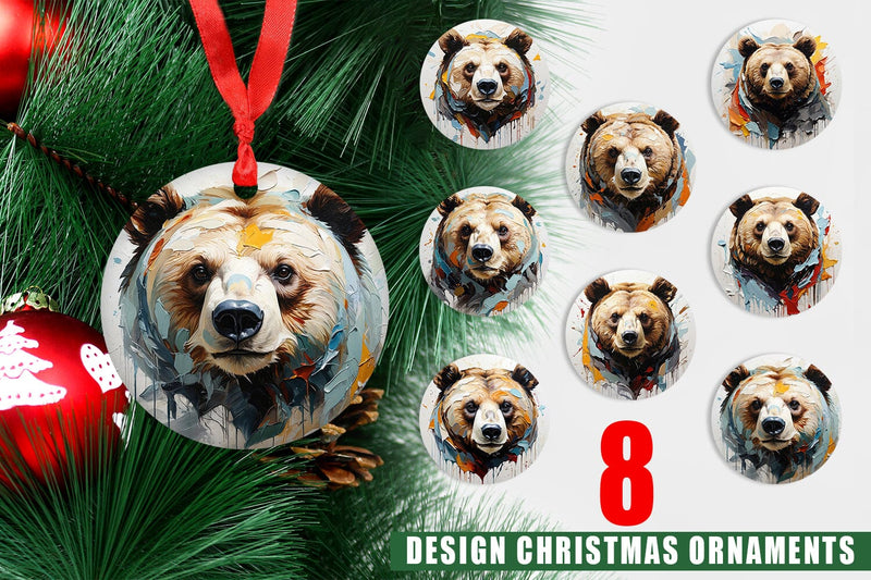Christmas Ornament 3D Bear Painting Sublimation artnoy 