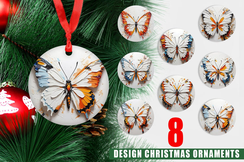 Christmas Ornament 3D Butterfly Painting Sublimation artnoy 