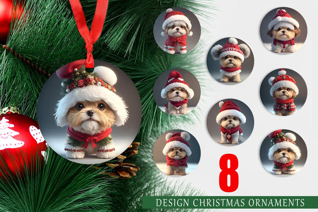 Christmas Ornament 3D Cute Dog Christmas Sublimation artnoy 