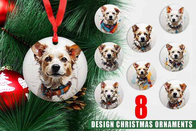 Christmas Ornament 3D Dog Painting Sublimation artnoy 
