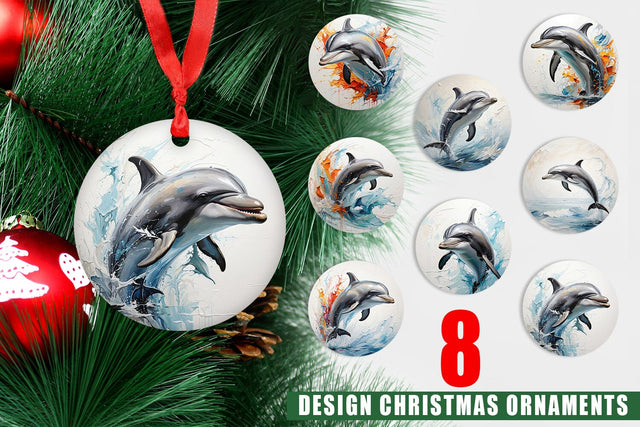 Christmas Ornament 3D Dolphin Painting Sublimation artnoy 