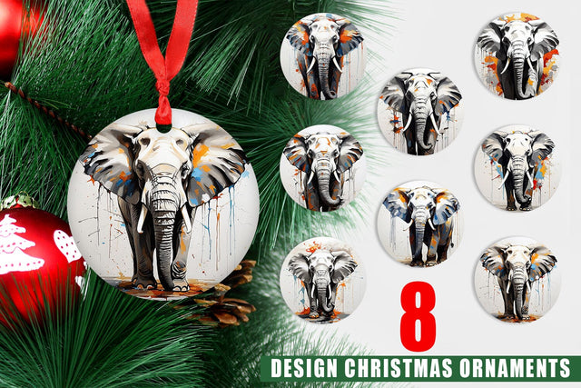 Christmas Ornament 3D Elephant Painting Sublimation artnoy 