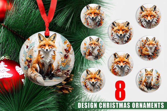 Christmas Ornament 3D Fox Painting Sublimation artnoy 