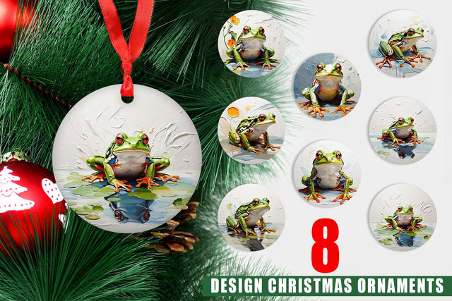Christmas Ornament 3D Frog Painting Sublimation artnoy 